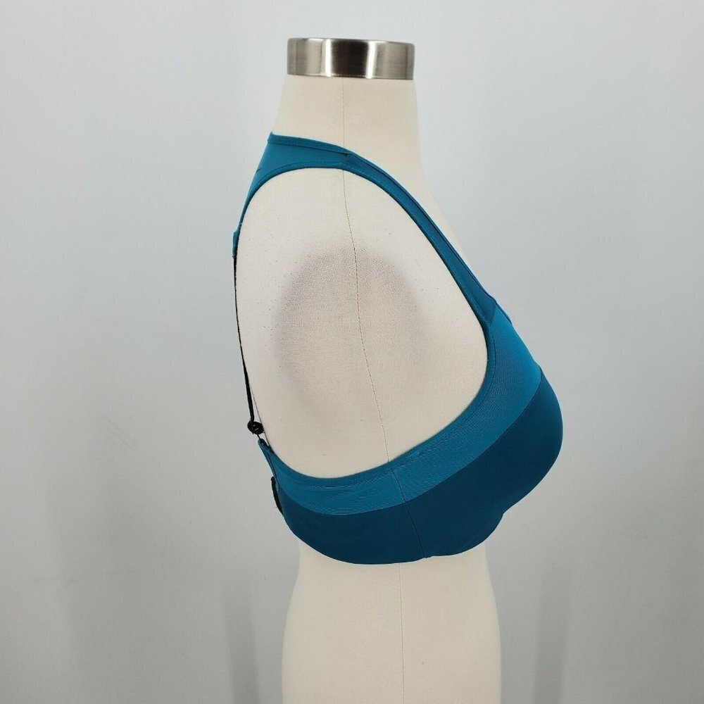 Nike Women's Dri-Fit Structured Sports Bra Blue Black Hook & Eye Size Medium - Picture 2 of 8